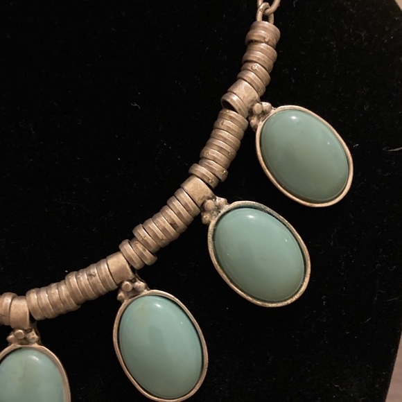 Stainless Steel Necklace with Robin Egg Blue Stones - Picture 5 of 8